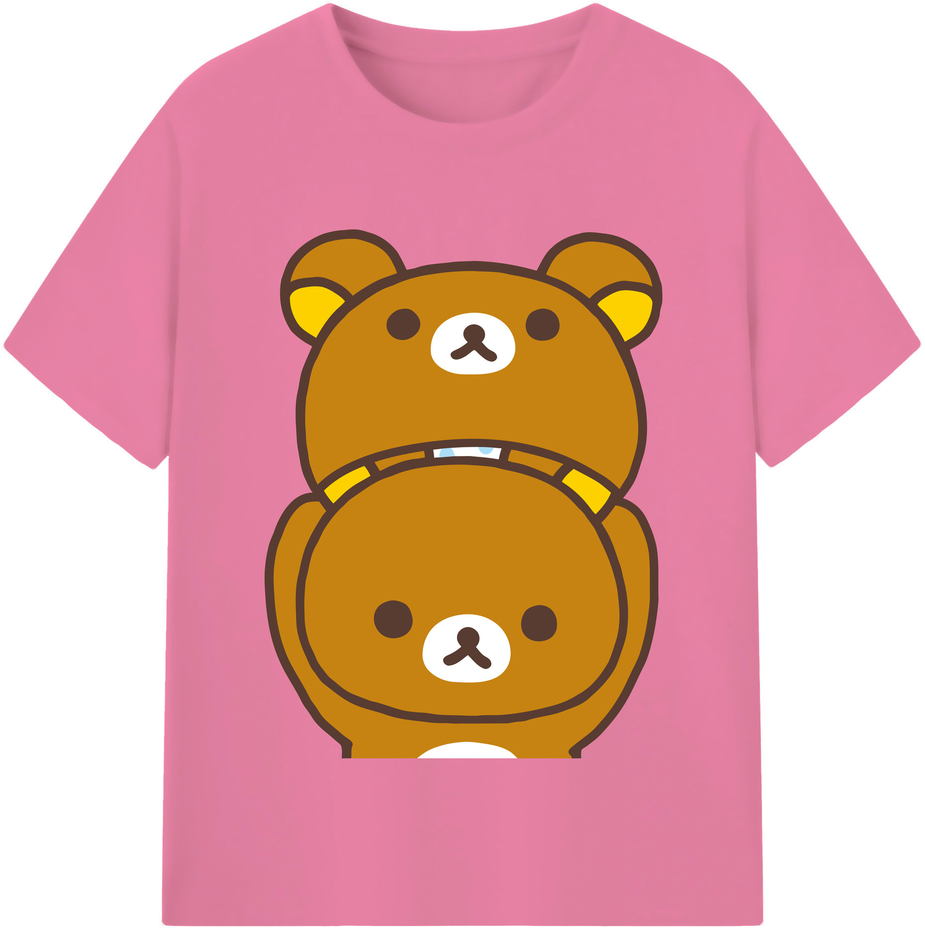（画像用） リラックマ リラックマ キイロイトリ Rilakkuma Korilakkuma Kiiroitori 綿100％半袖Tシャツ（フロントプリント）